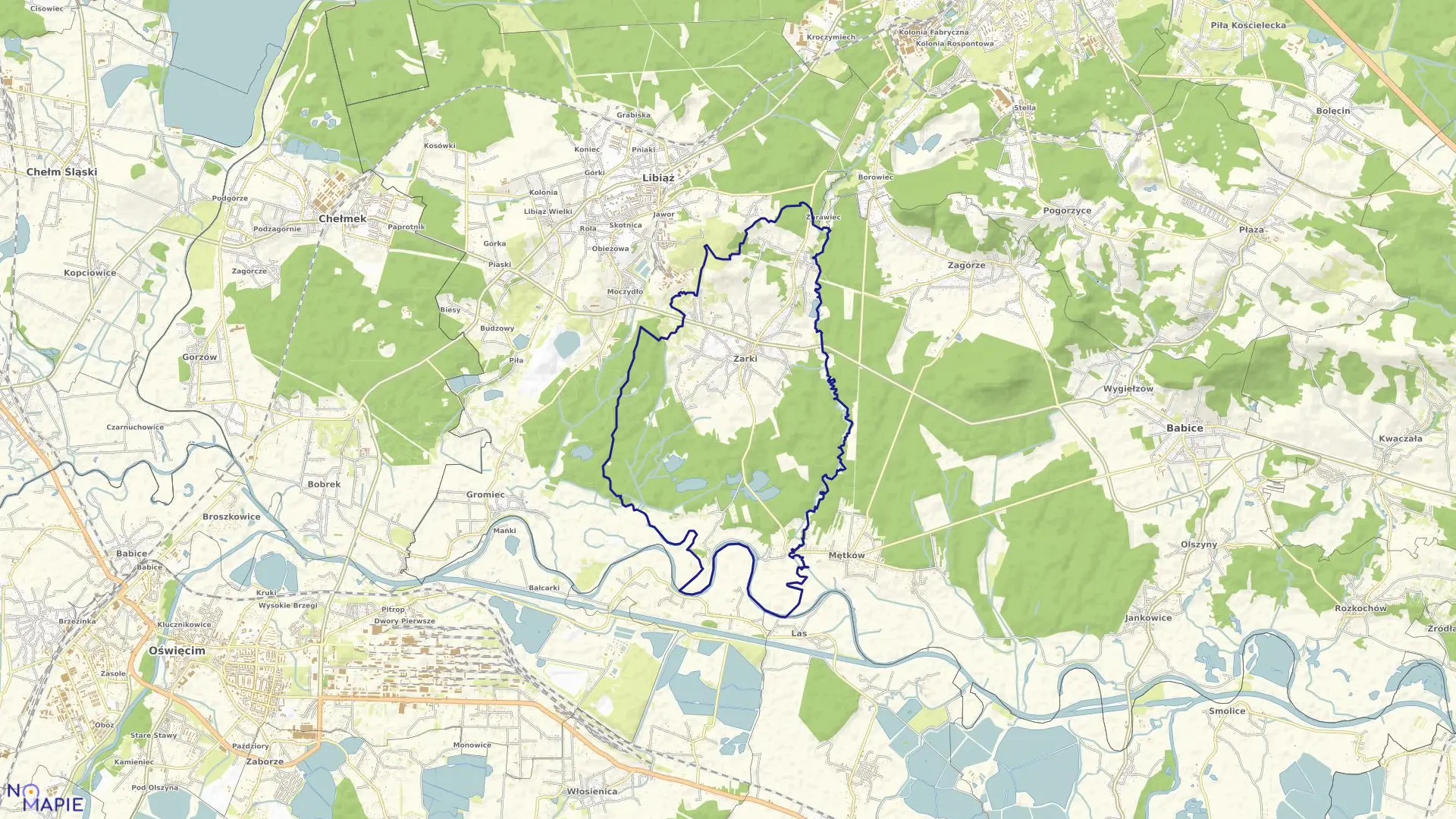 Mapa obrębu Żarki w gminie Libiąż